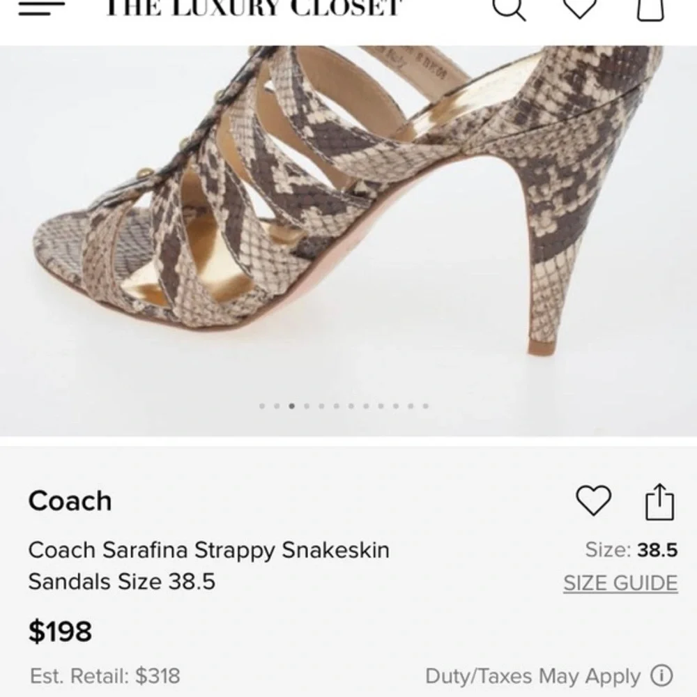 Coach Snakeskin Sarafina Sandal Heels in Blue Green Size 6.5